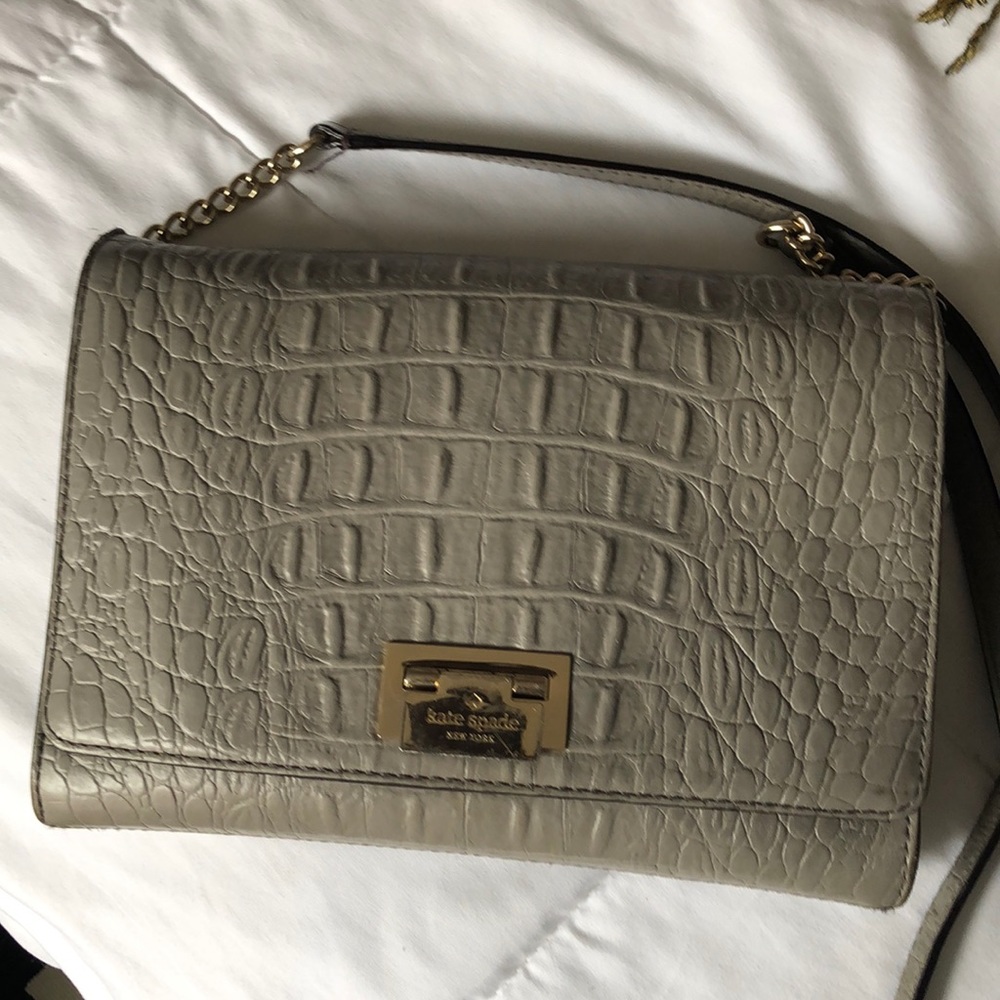 Kate Spade grey and gold chain bag